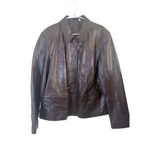 Vtg Preston & York Women's Brown Lined Soft Leather Jacket XL c2